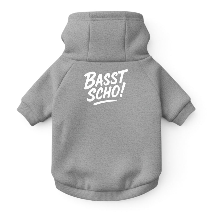 Hunde-Hoodie "Basst scho!" grau-meliert