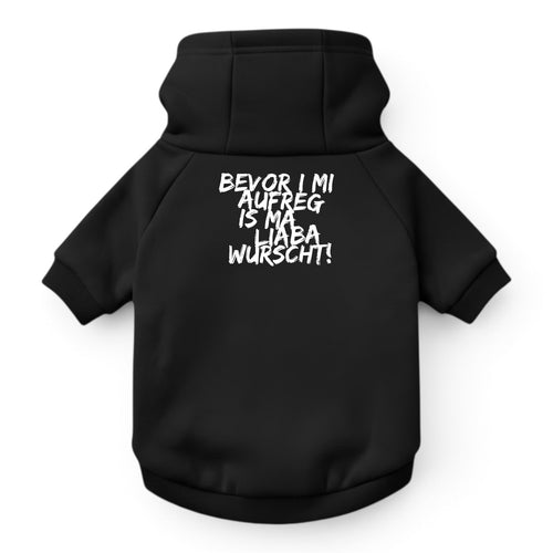 Hunde-Hoodie "Bevor i mi aufreg" schwarz