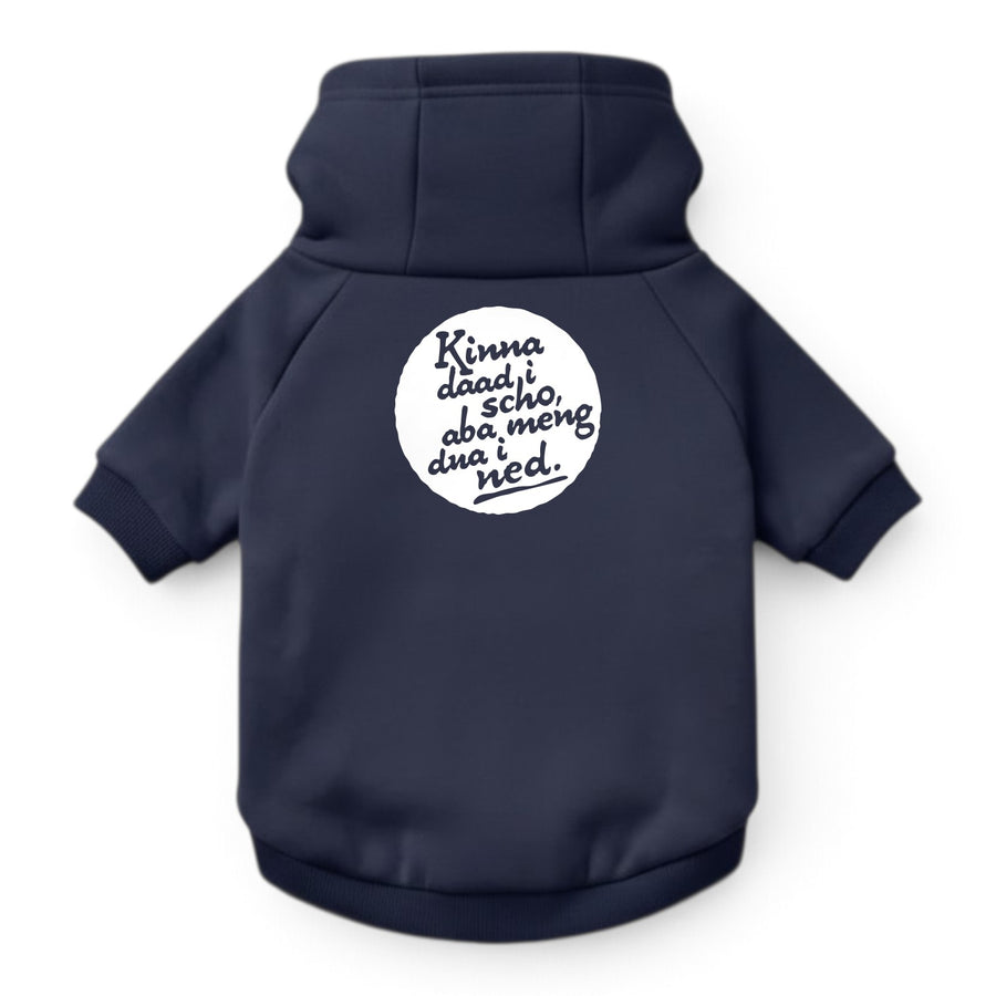 Hunde-Hoodie "Kinna dad i scho" navy
