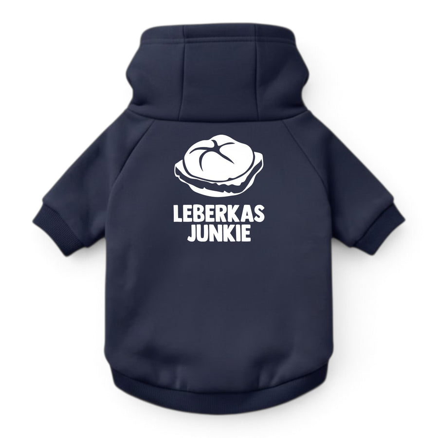 Hunde-Hoodie "Leberkasjunkie" navy