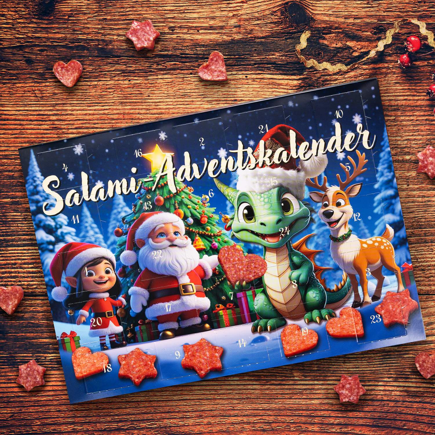 Salami Adventskalender "Drache" für Kinder