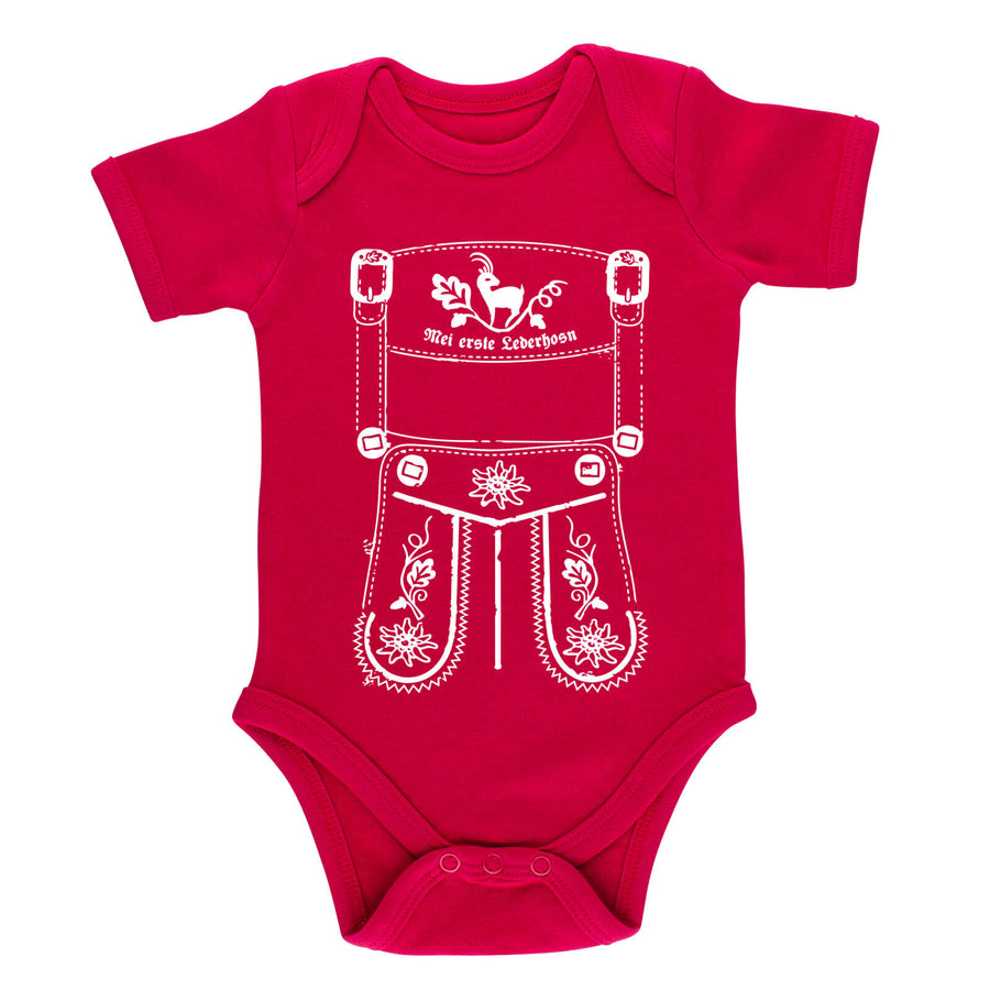 Baby Body Lederhose "Mei erste Lederhosn" - meinherzschlag.de