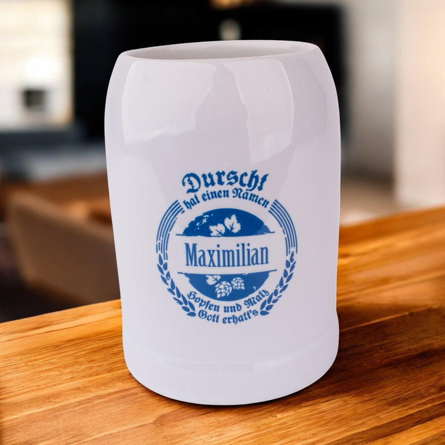 Bierkrug "Durscht" mit Wunschname - meinherzschlag.de