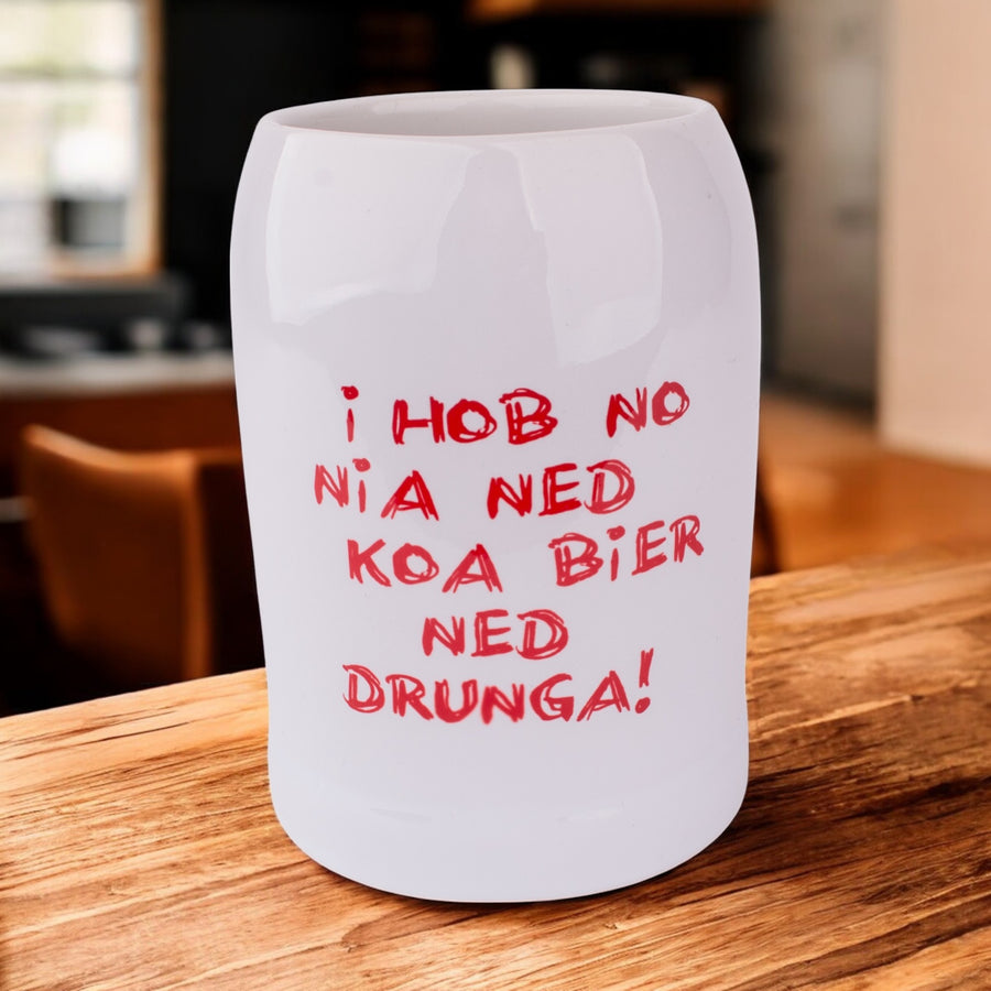 Bierkrug "Koa Bier ned drunga" - meinherzschlag.de