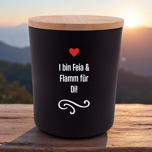 Duftkerze "I bin Feia & Flamm für Di!" - meinherzschlag.de