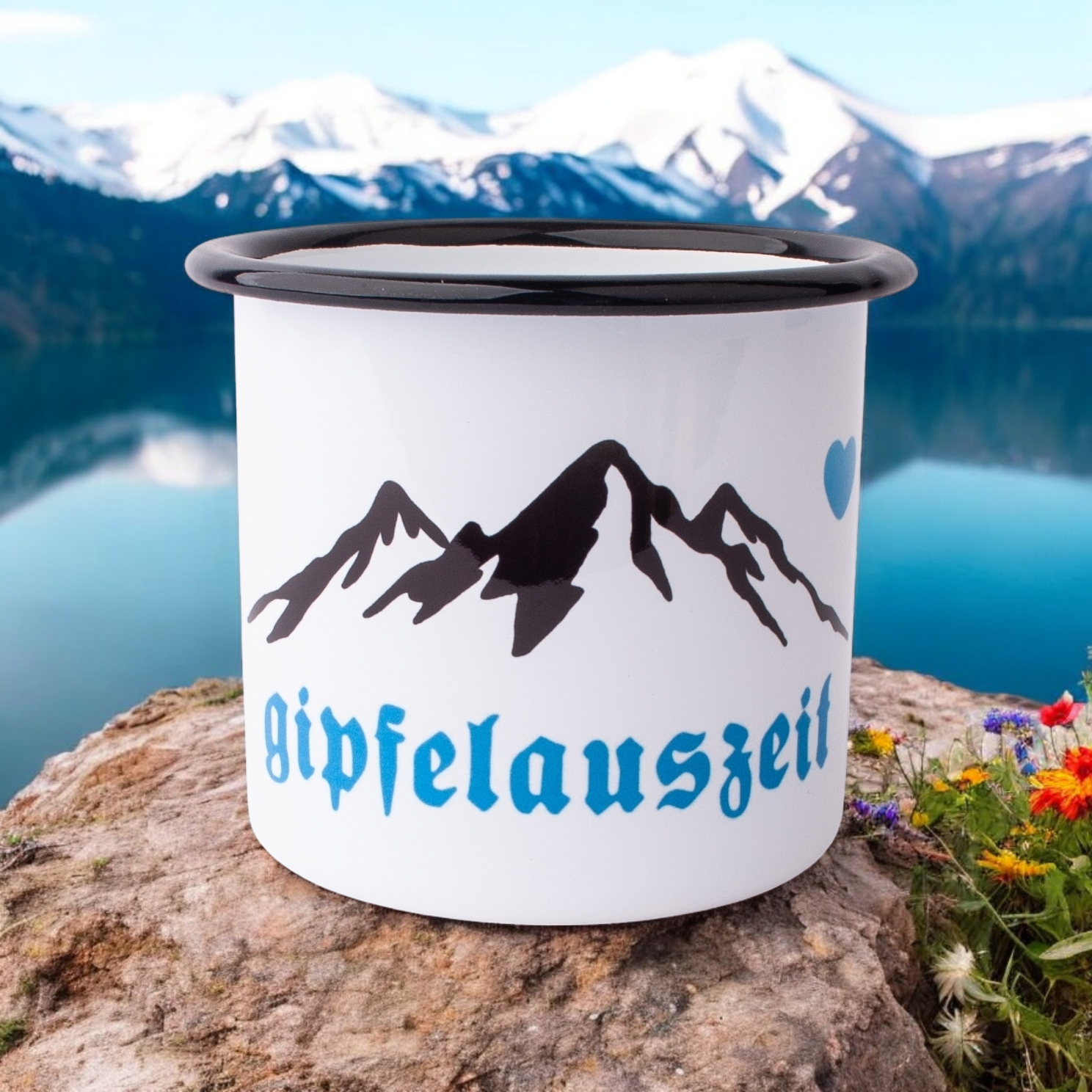 Emaille-Haferl "Gipfelauszeit"