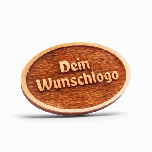Holz-Ansteck-Pin "Wunschlogo"
