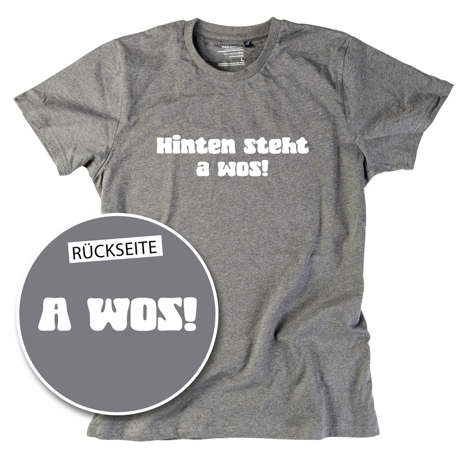 Herren-Shirt "A Wos!" (mit Rückenprint) von meinherzschlag – Produktbild 3 von 8.