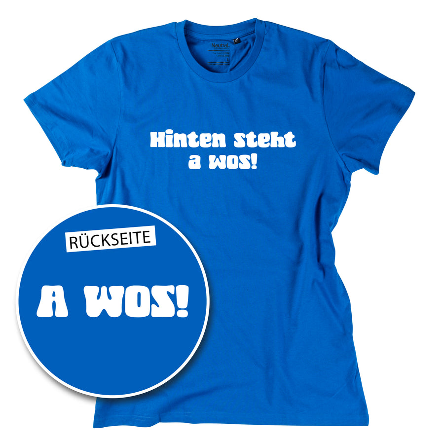 Herren-Shirt "A Wos!" (mit Rückenprint) von meinherzschlag – Produktbild 1 von 8.