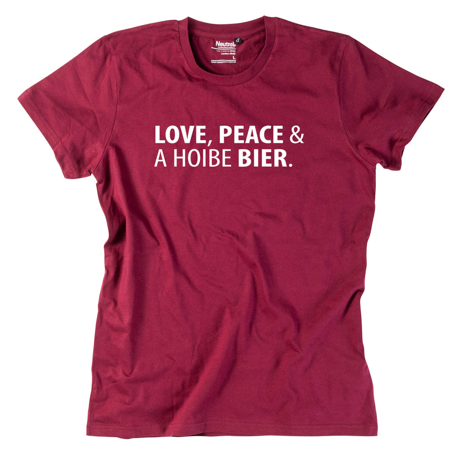 Herren - Shirt "Love, Peace & A Hoibe Bier" - meinherzschlag.de