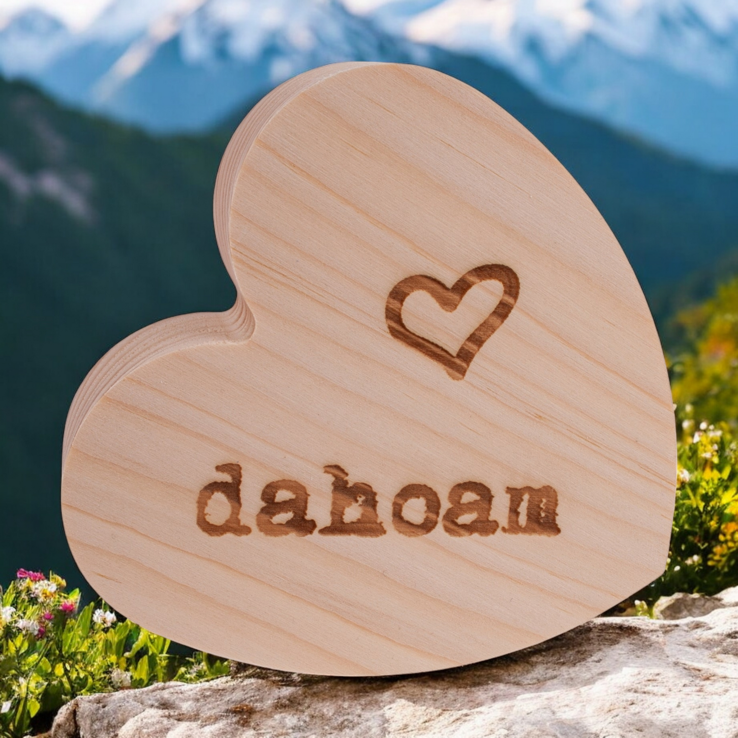 Holzherzerl "Dahoam mit Herz"