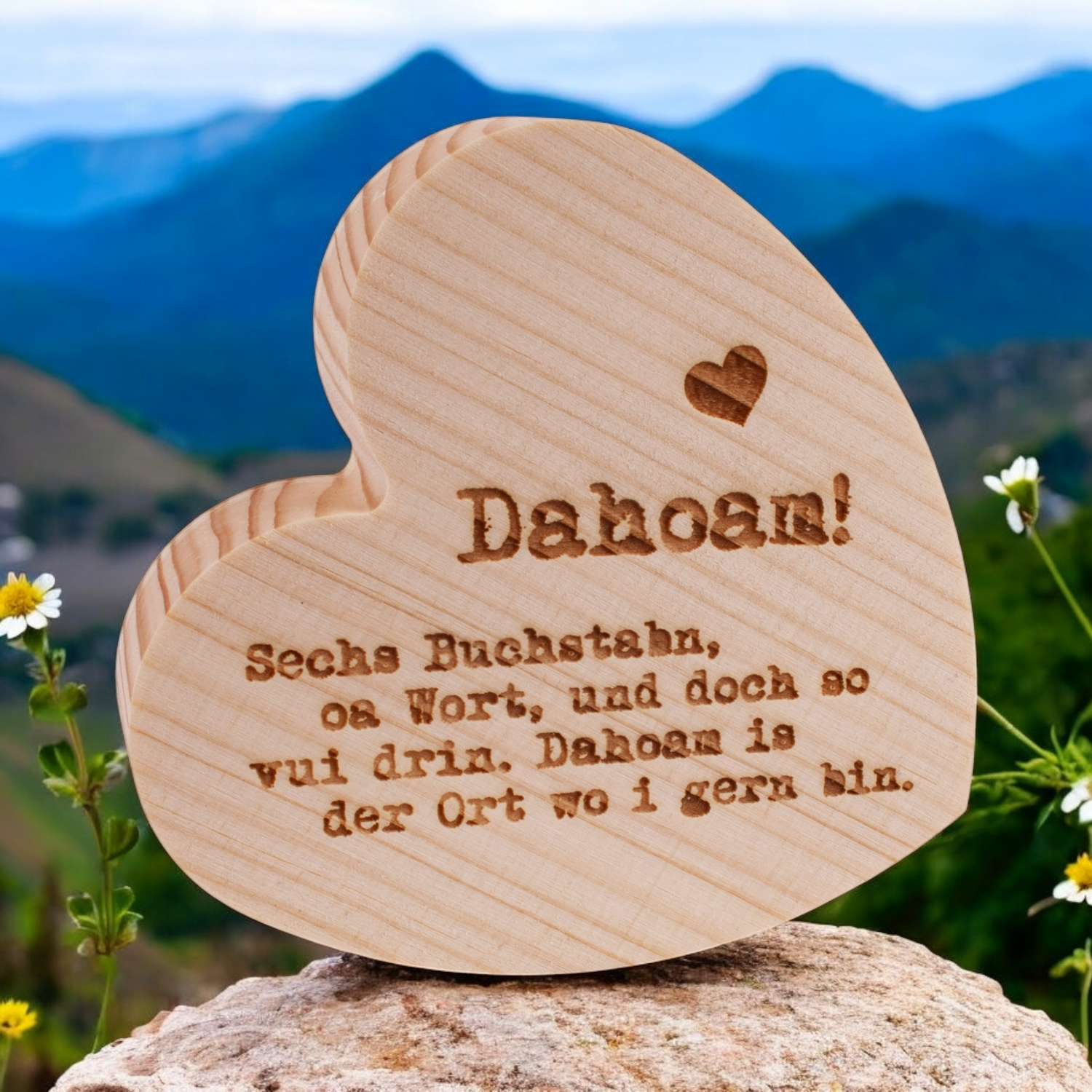 Holzherzerl "Sechs Buchstabn"