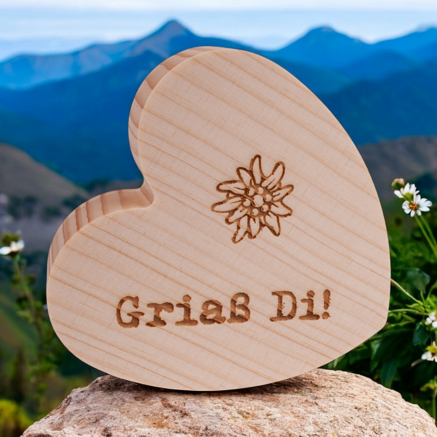 Holzherzerl "Griaß Di!"