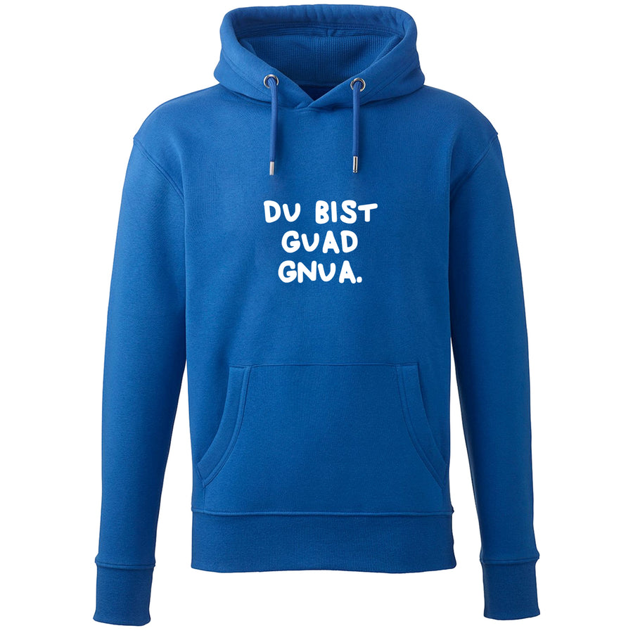 Hoodie "Du bist guad gnua." von meinherzschlag – Produktbild 6 von 7.