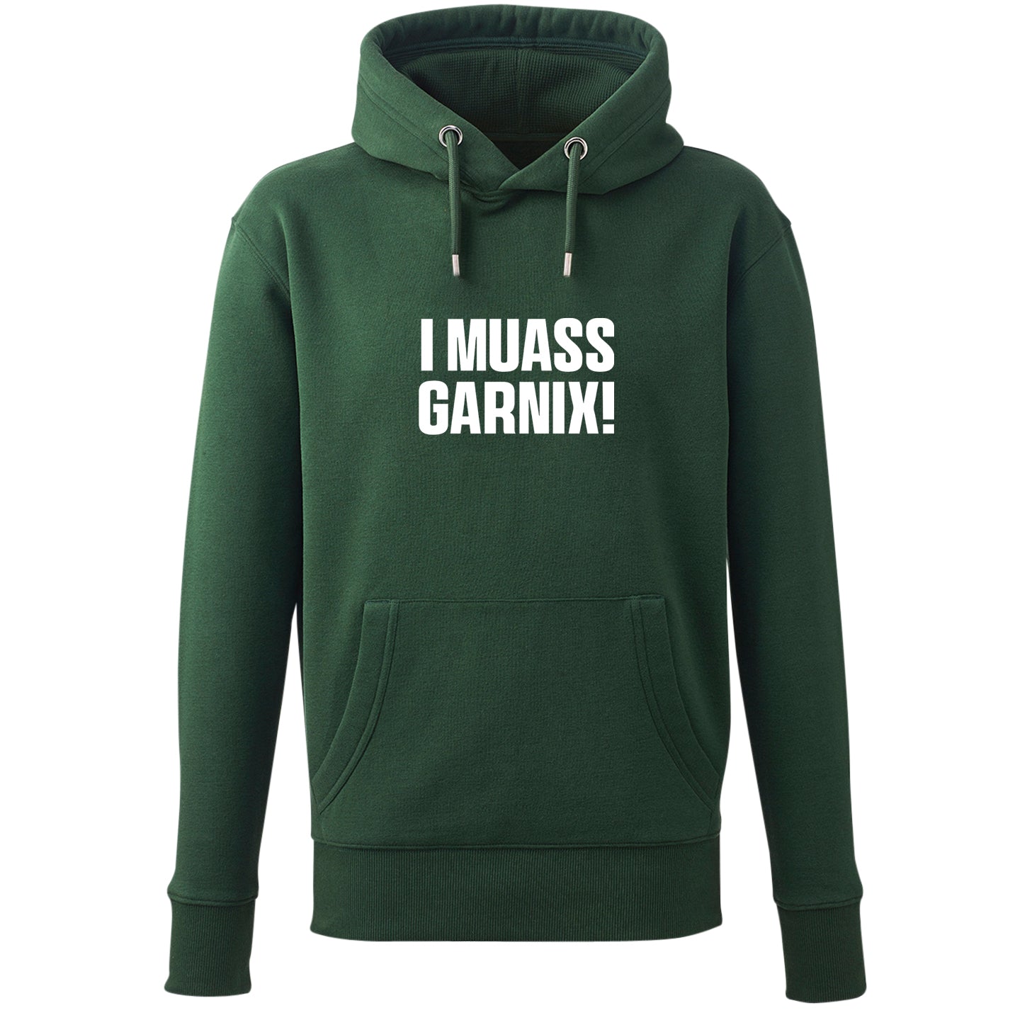 Hoodie "I muass garnix!" - meinherzschlag.de