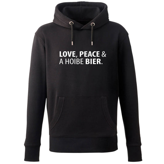 Hoodie "Love, Peace & A Hoibe Bier" - meinherzschlag.de