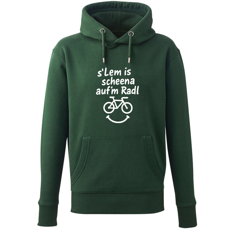 Hoodie "s'Lem is scheena auf'm Radl" - meinherzschlag.de