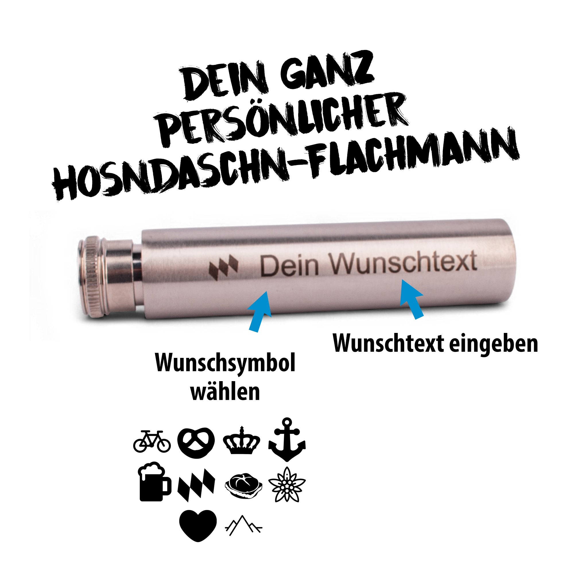 Hosentaschen-Flachmann "Wunschtext"