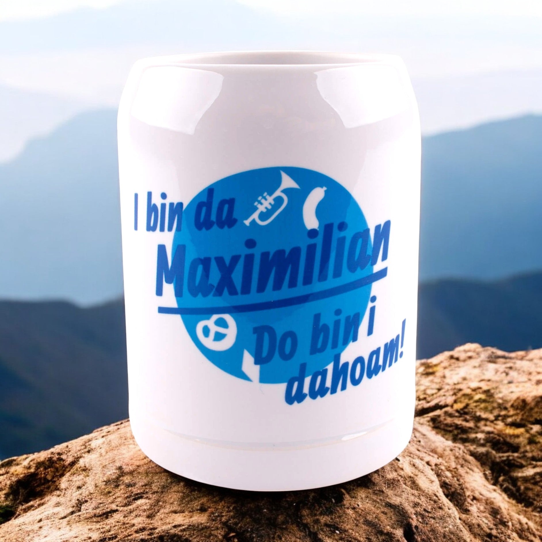 Kinderkrug "Do bin i dahoam" mit Wunschname