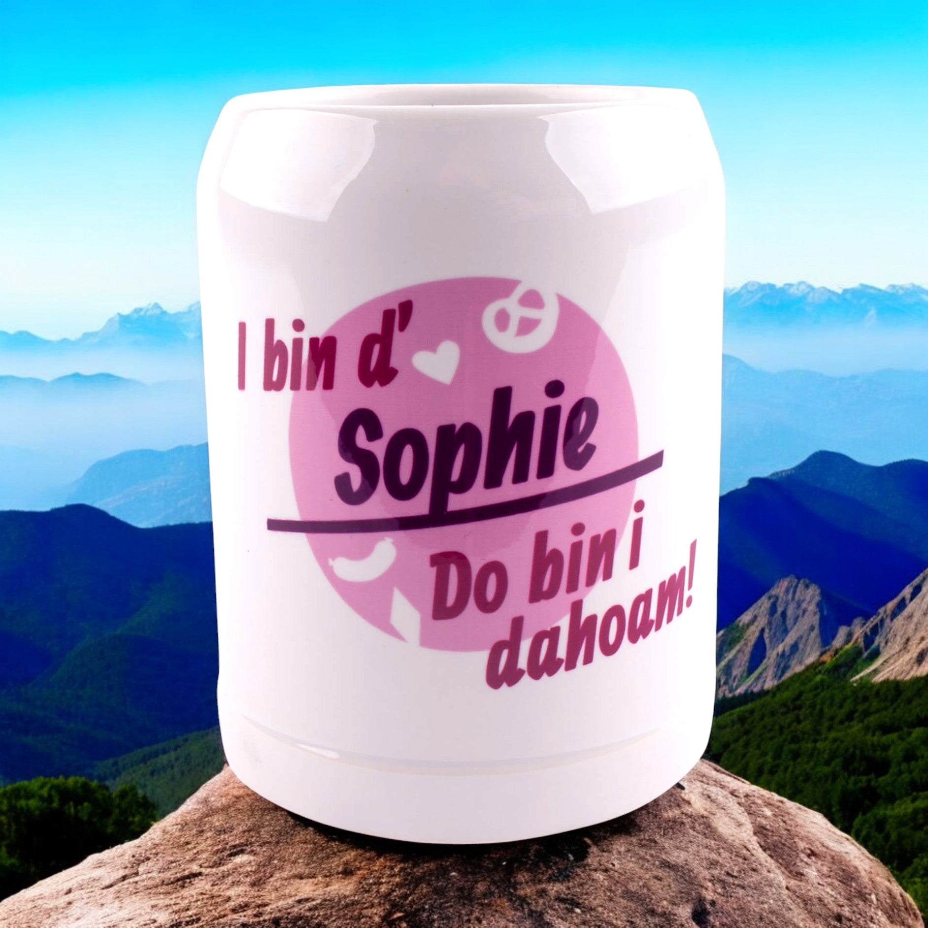 Kinderkrug "Do bin i dahoam" mit Wunschname