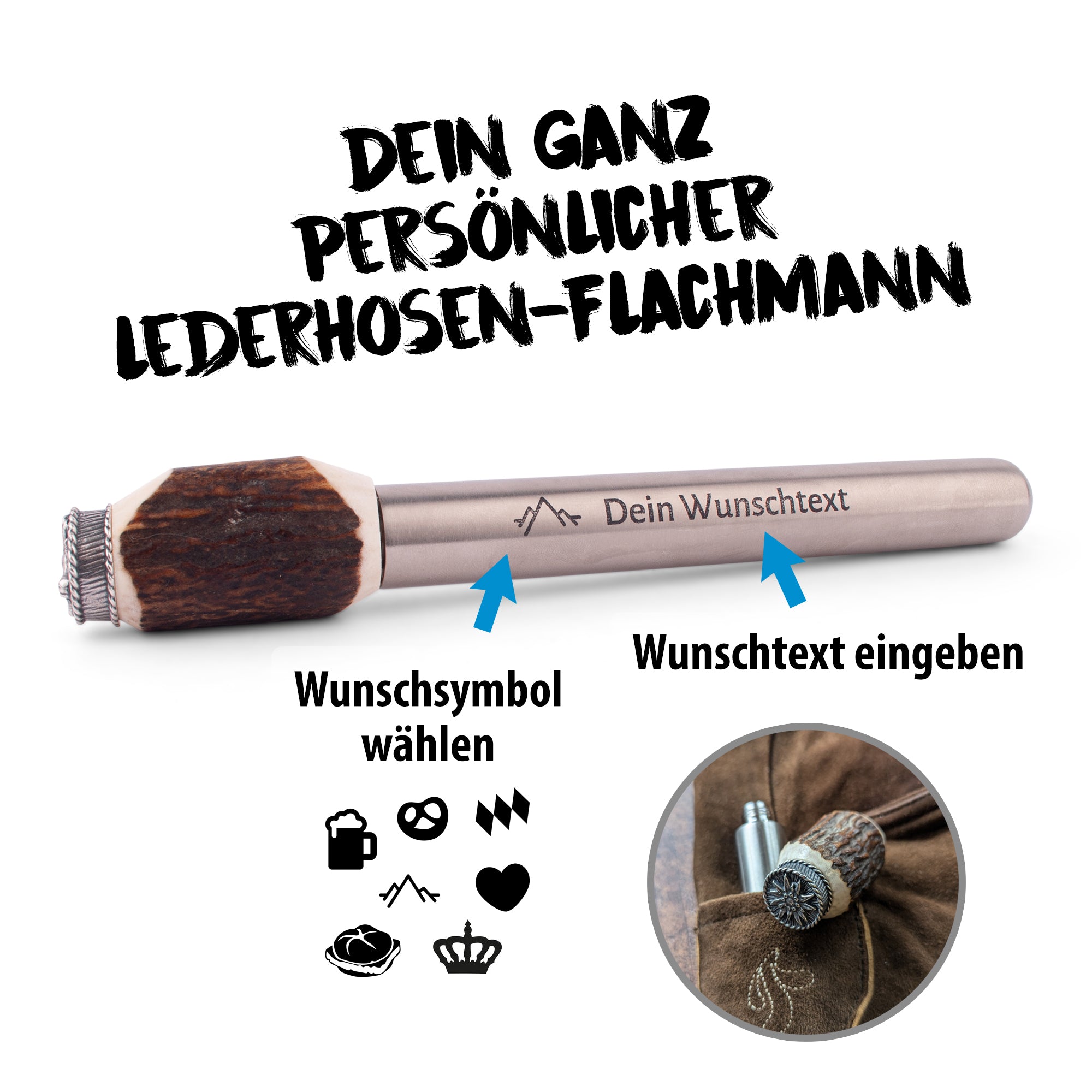 Hirschhorn-Lederhosen-Flachmann "König Ludwig"