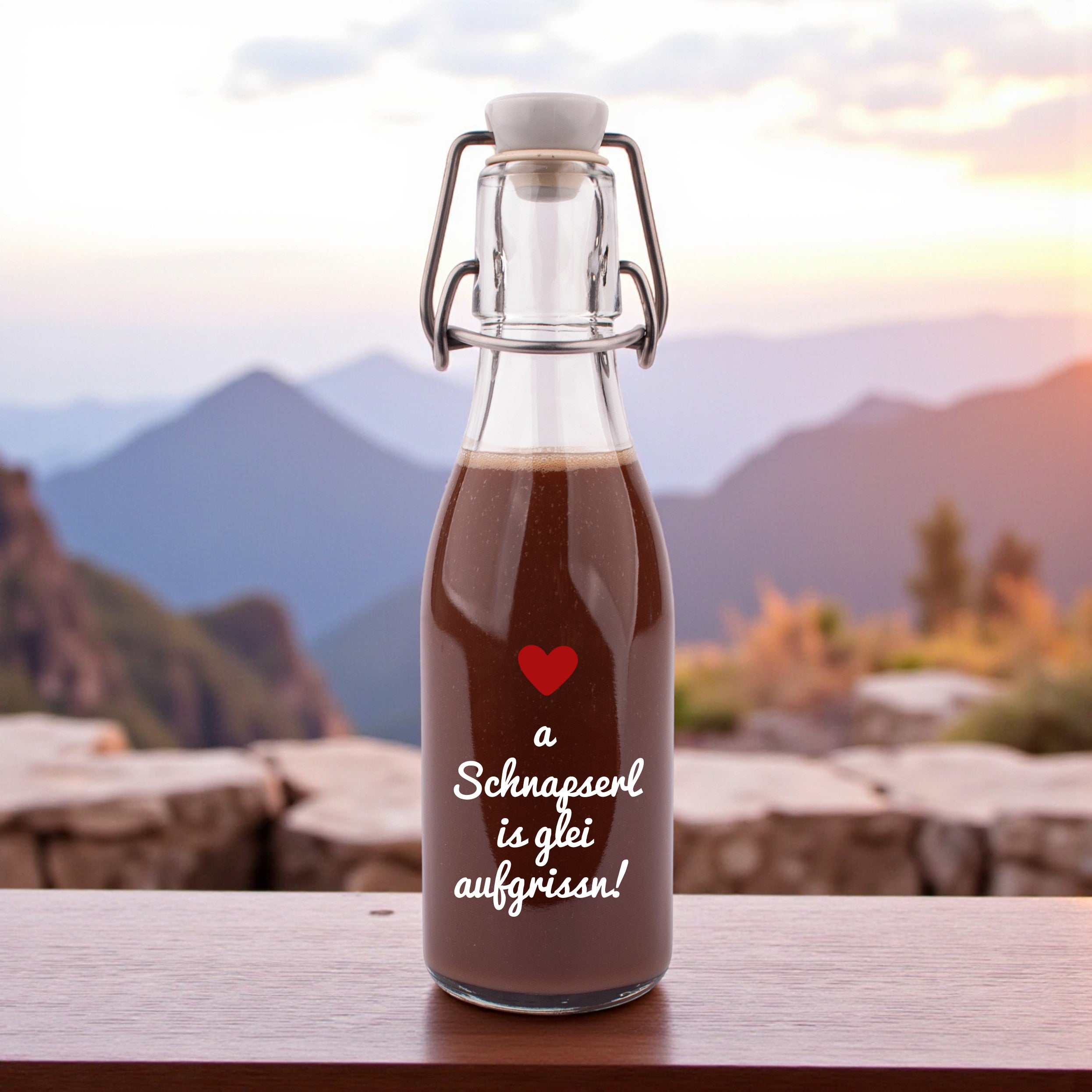 Likör/Schnaps "a Schnapserl is glei aufgrissn!"