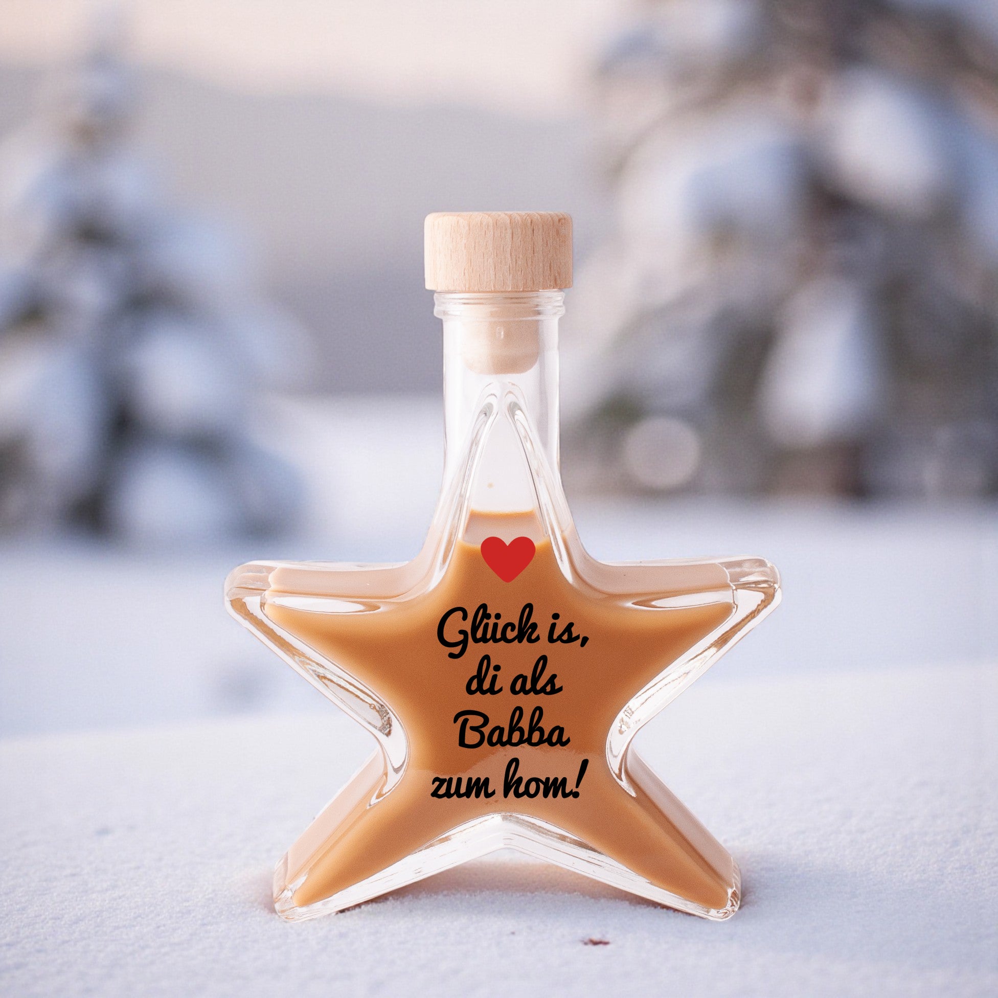 Weihnachtslikör "Glück is, di als Babba zum hom!"