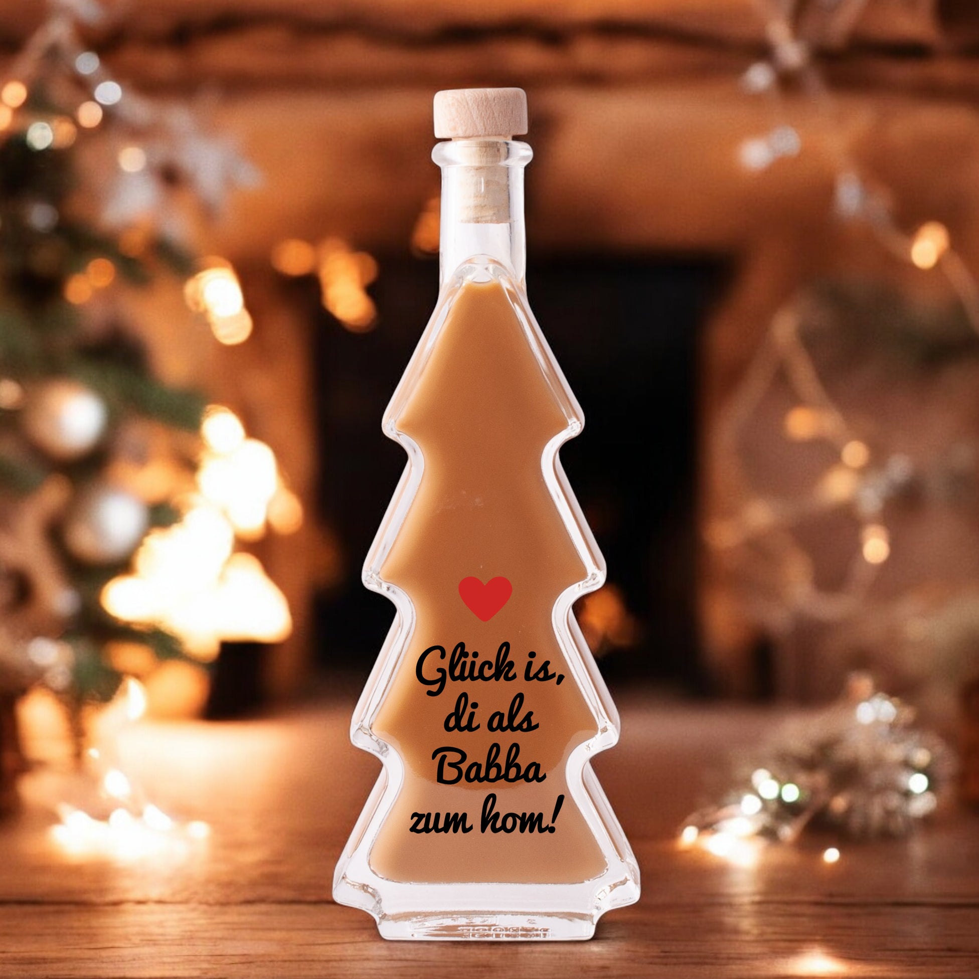 Weihnachtslikör "Glück is, di als Babba zum hom!"