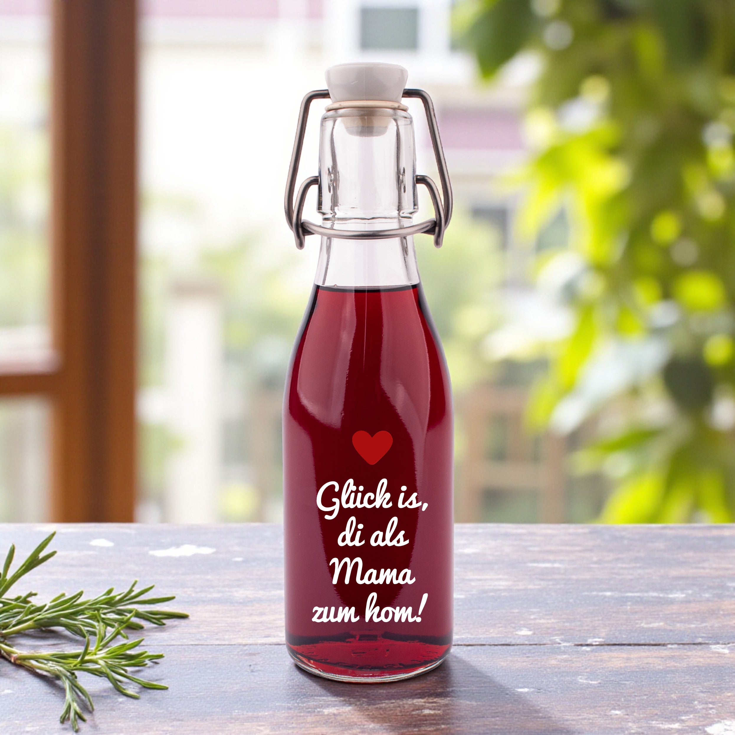 Likör/Schnaps "Glück is, di als Mama zum hom!"