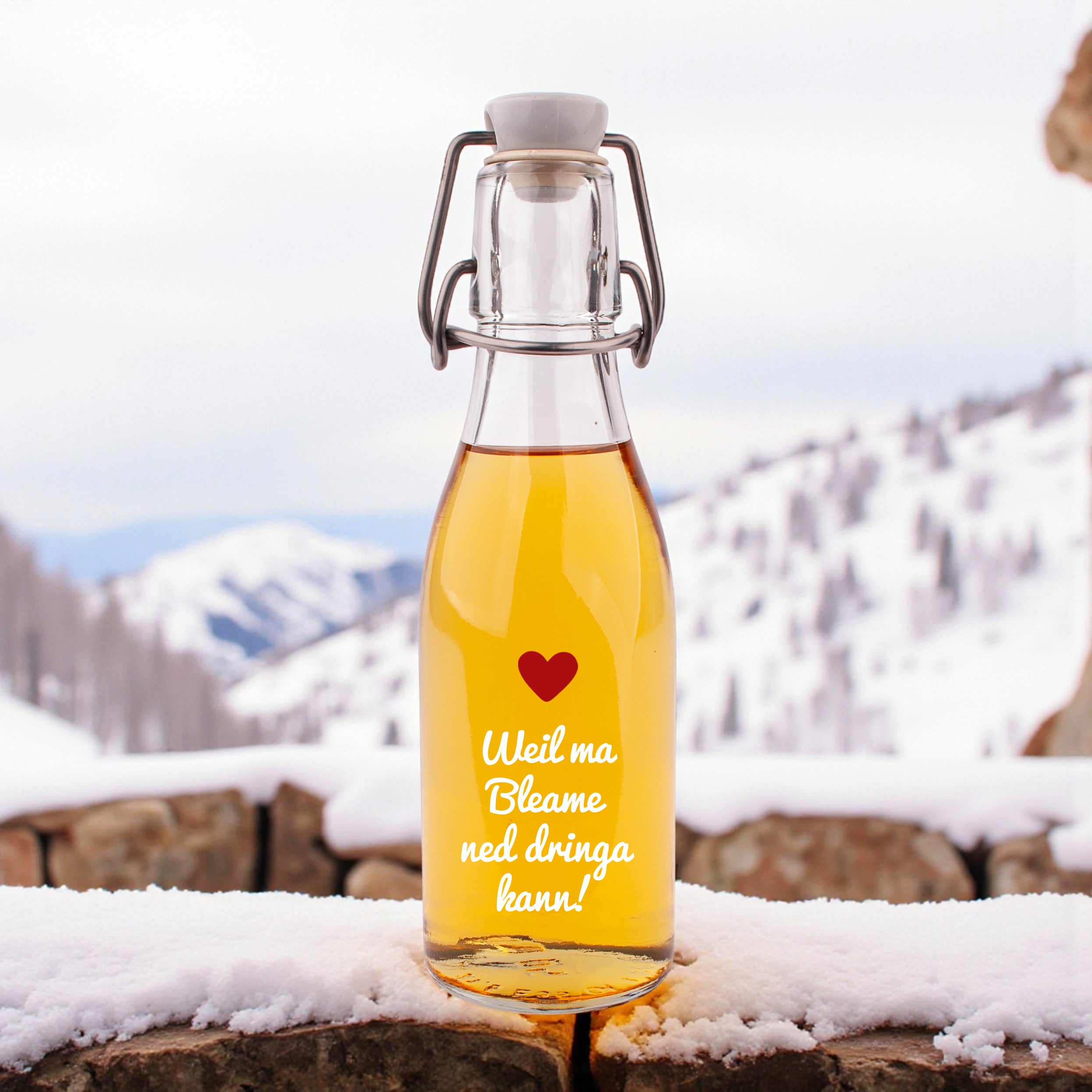 Likör/Schnaps "Weil ma Bleame ned dringa kann!"