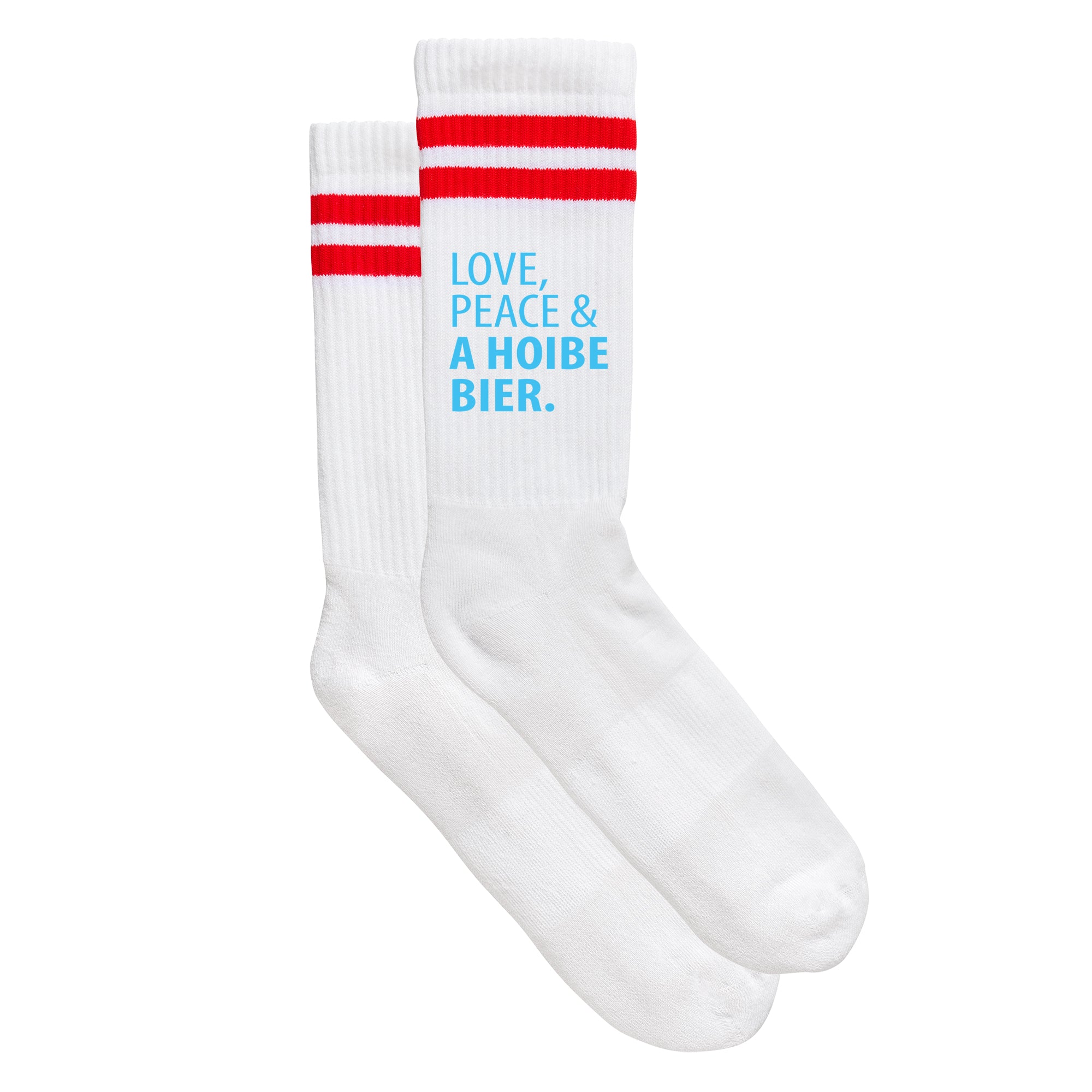 Sportsocken "Love, Peace & A Hoibe Bier"