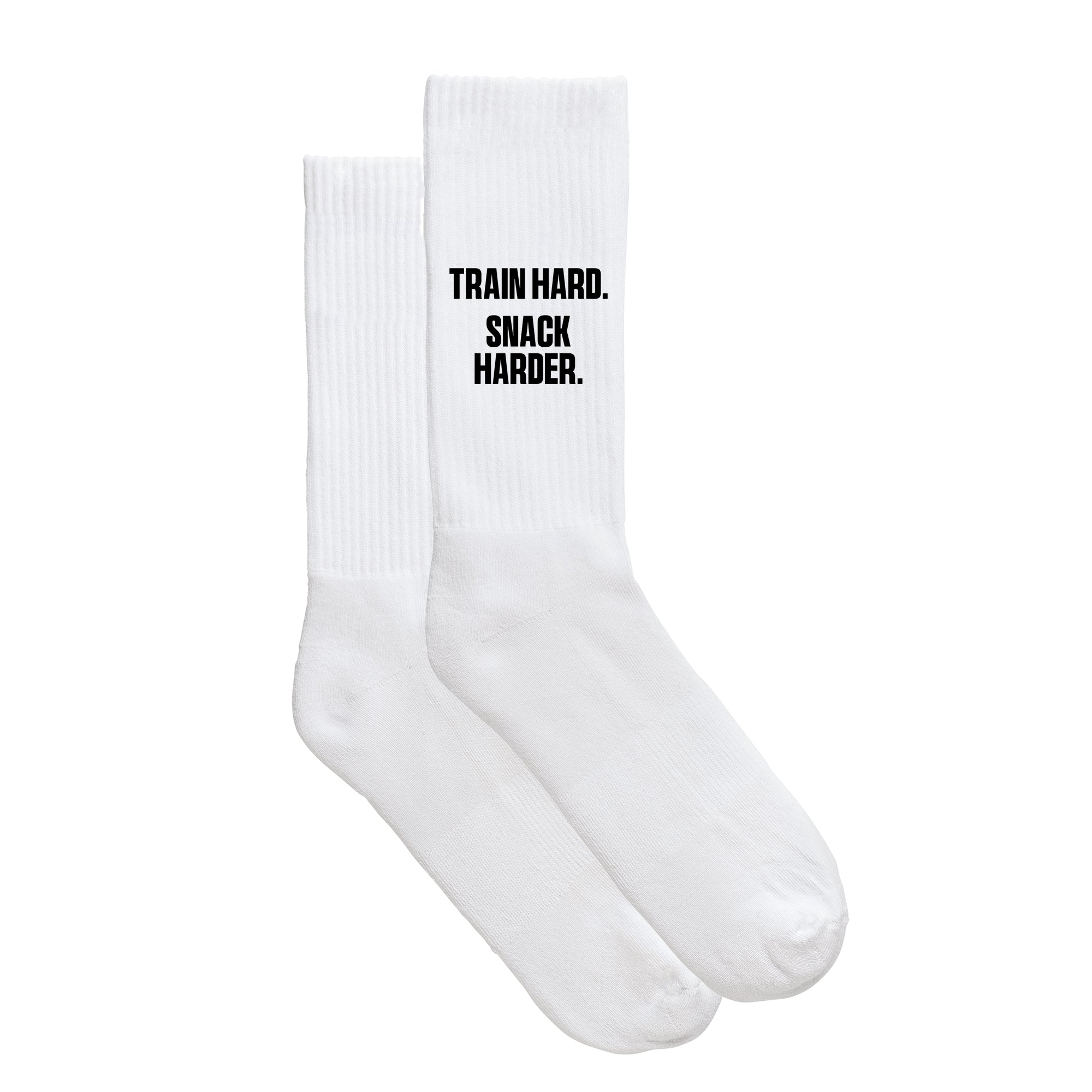 Sportsocken "Train hard. Snack harder."