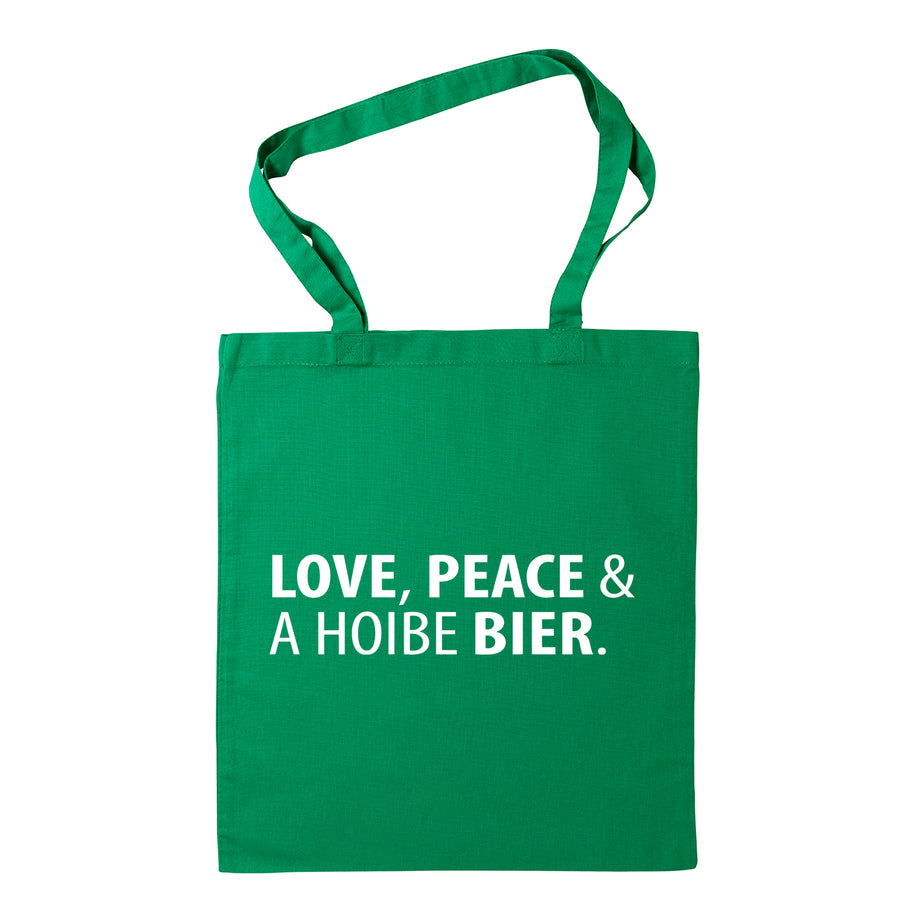 Tasche "Love, Peace & A Hoibe Bier" - meinherzschlag.de