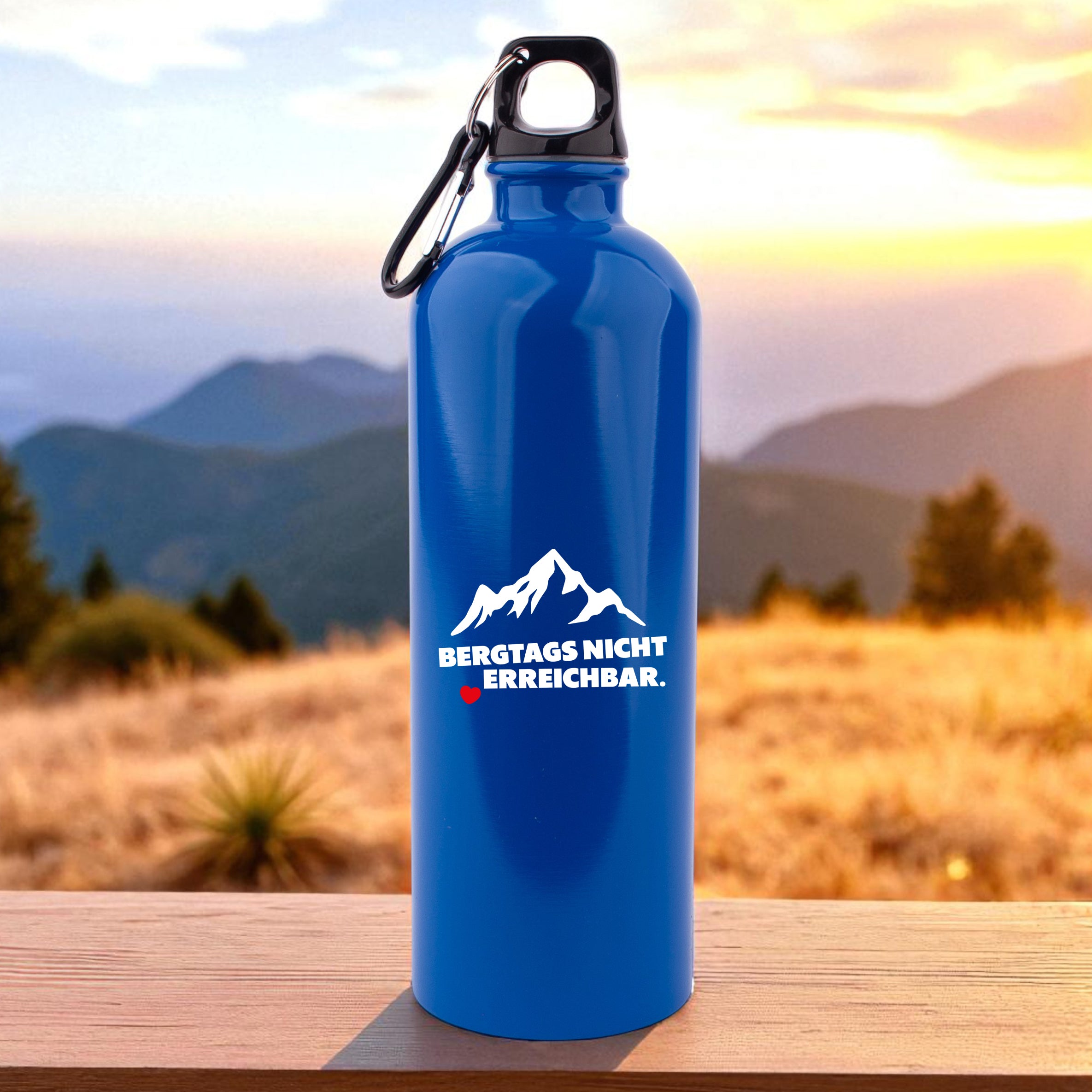 Edelstahl-Trinkflasche "Bergtags nicht erreichbar"