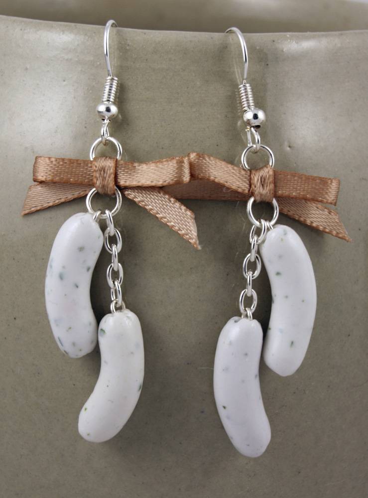 Handgemachte Weißwurst-Ohrringe