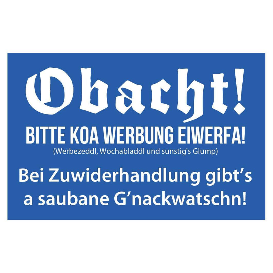 Briefkastenaufkleber "Koa Werbung" - meinherzschlag.de