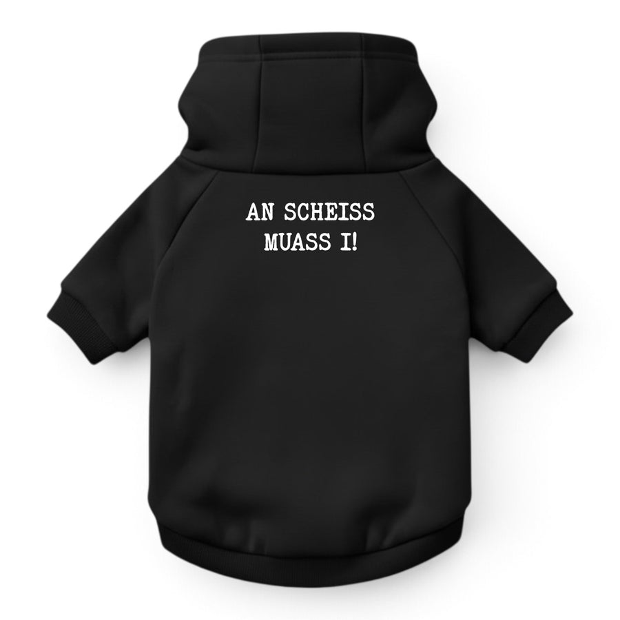 Hunde-Hoodie "An Scheiss muass i!" schwarz
