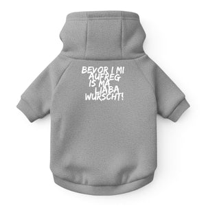 Hunde-Hoodie "Bevor i mi aufreg" grau-meliert
