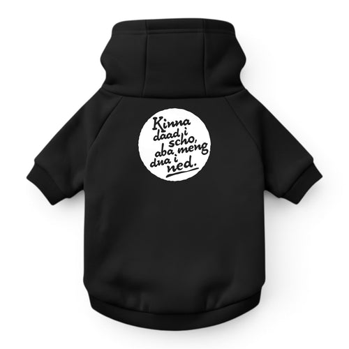Hunde-Hoodie "Kinna dad i scho" schwarz