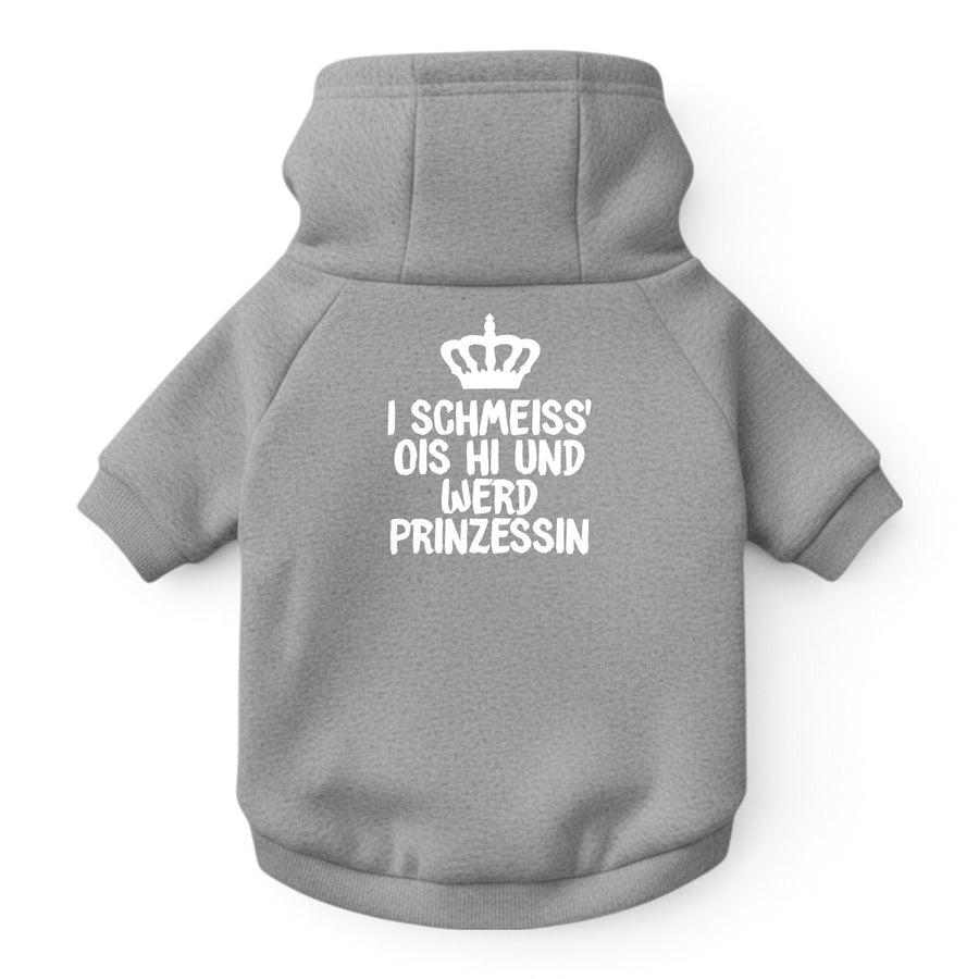 Hunde-Hoodie "Prinzessin" grau-meliert