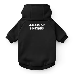 Hunde-Hoodie "Griass di! Leckerli?" schwarz