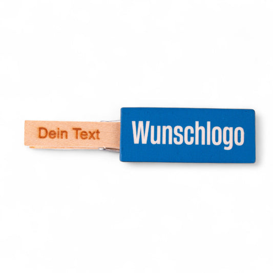 Glupperl/Wäscheklammer "Farbig" mit Logo + Gravur - meinherzschlag.de