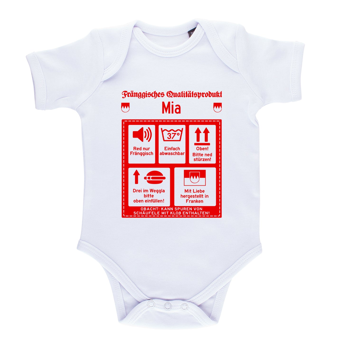 Baby Body "Fränggisches Qualitätsprodukt" mit Wunschname - meinherzschlag.de