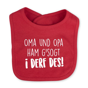 Babylätzchen "I derf des!" - meinherzschlag.de
