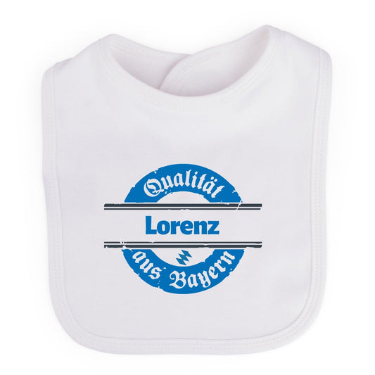 Baby Lätzchen "Qualität aus Bayern" mit Wunschname - meinherzschlag.de