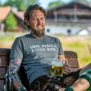 Herren - Shirt "Love, Peace & A Hoibe Bier" - meinherzschlag.de