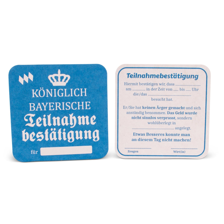 Bierfuizl "Königlich bay. Teilnahmebestätigung" (10 Stück) - meinherzschlag.de