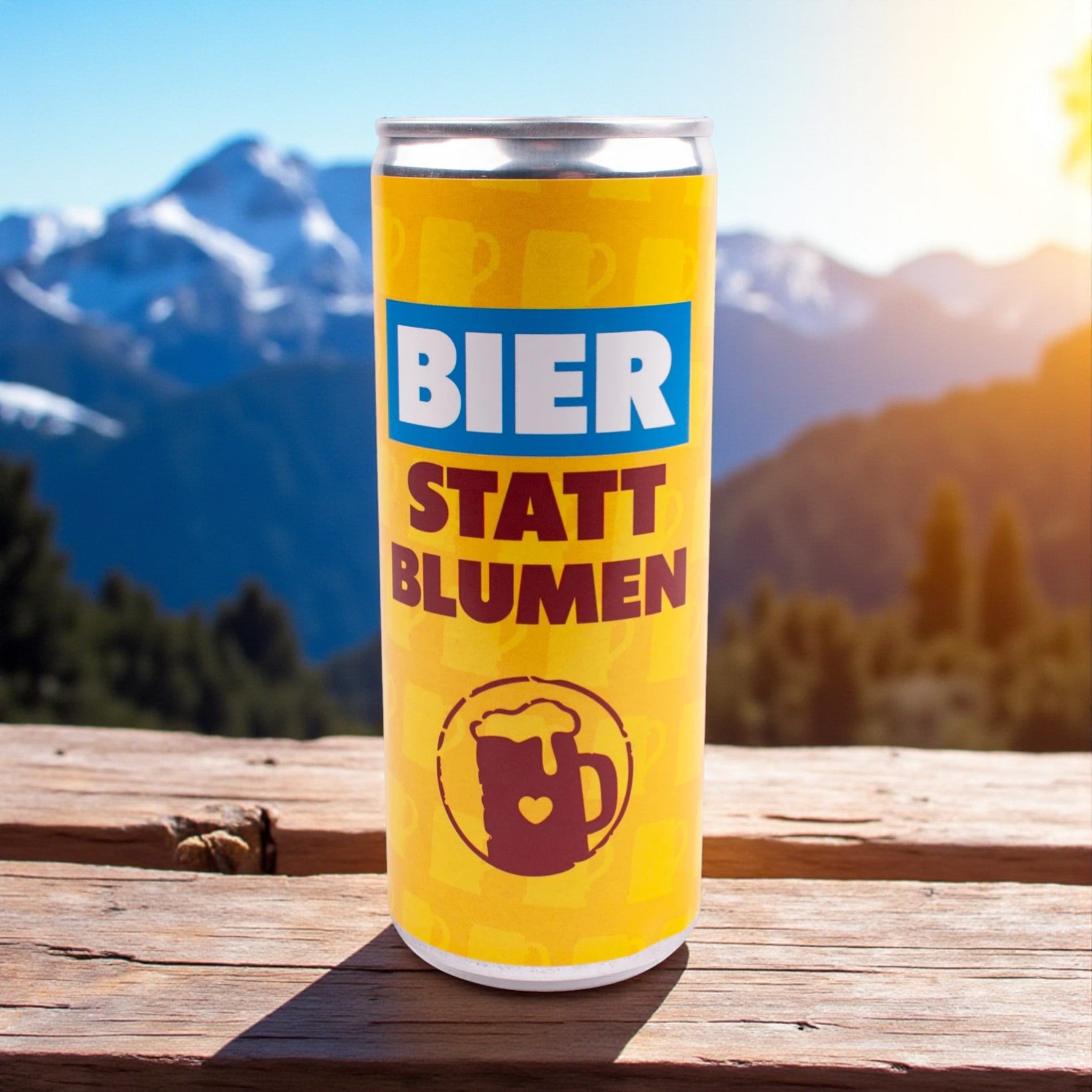 Bierdose "Bier statt Blumen" - meinherzschlag.de