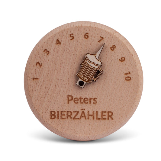 Bierglasdeckel "Bierzähler" mit Wunschname - meinherzschlag.de