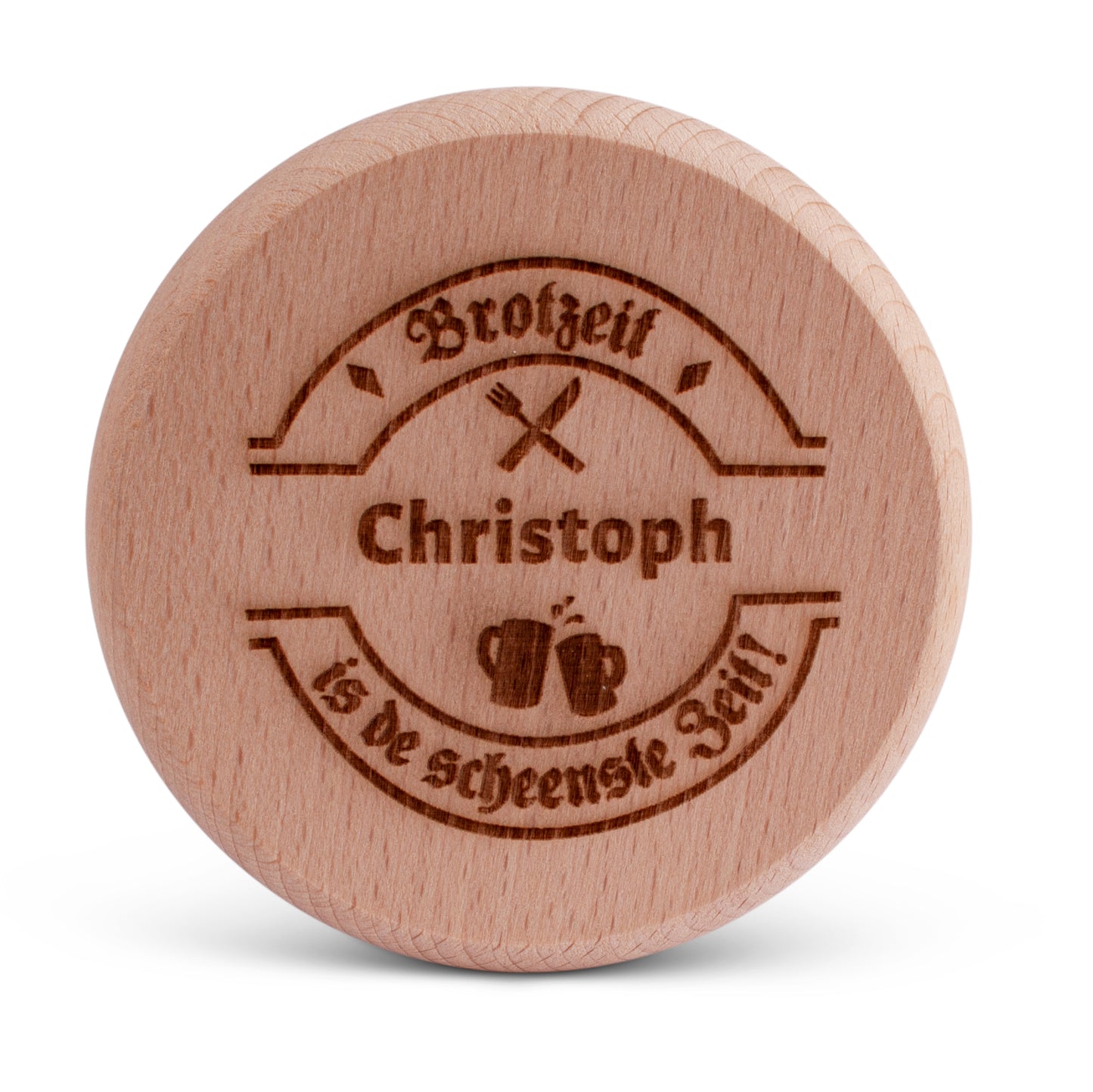 Bierglasdeckel "Brotzeit is de scheenste Zeit!" mit Wunschname - meinherzschlag.de